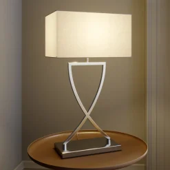 Lucande bordlampe Evaine, krom/hvit, metall, 66 cm, E27 Sale