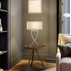 Lucande bordlampe Evaine, krom/hvit, metall, 66 cm, E27 Sale