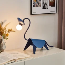 Lucande bordlampe Idalina, Dino, blå, stål, 44 cm Online