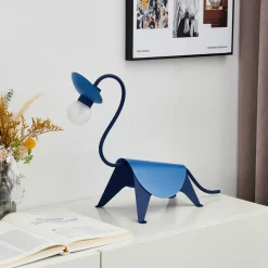 Lucande bordlampe Idalina, Dino, blå, stål, 44 cm Online