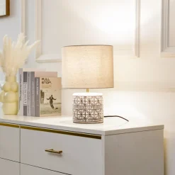 Lucande bordlampe Thalorin, 36,5 cm, svart/hvit, keramikk New