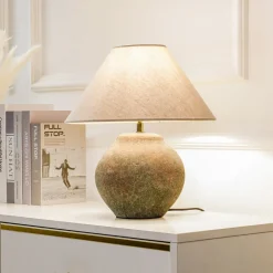 Lucande bordlampe Thalorin, høyde 39 cm, brun, keramikk| Bordlamper