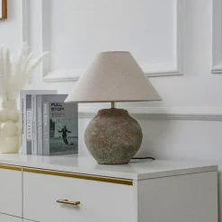 Lucande bordlampe Thalorin, høyde 39 cm, brun, keramikk| Bordlamper