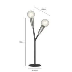 Lucande Carlea bordlampe, 2 lysk., svart nikkel| Bordlamper