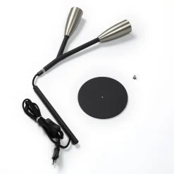 Lucande Carlea bordlampe, 2 lysk., svart nikkel| Bordlamper