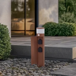 Lucande Corban sokkellampe, rust, sensor, stikkontakter, IP44 Online