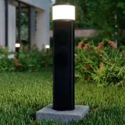 Lucande Corban sokkellampe, grå, stikkontakter, G9, IP44| Sokkellamper Med Sensor|Terrassebelysning