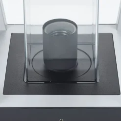 Lucande Dunia sokkellampe, antrasitt, metall, 24 cm, IP54| Sokkellamper Med Sensor|Terrassebelysning