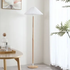 Lucande Ellorin gulvlampe, hvit, tre, Ø 47,5 cm, E27| Gulvlamper