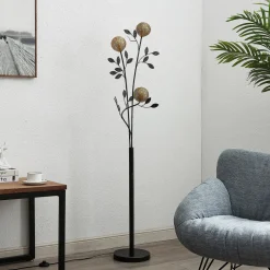 Lucande Evory gulvlampe, 160 cm, 3 lyskilder, svart/gull, G9