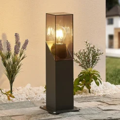 Lucande Fiola sokkellampe, 40 cm, antrasitt, IP54 Online