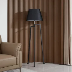 Lucande gulvlampe Amona, svart, tekstil, 150 cm, stativ Sale