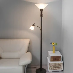 Lucande Gulvlampe Dunja, hvit/rust, metall, leselampe Best