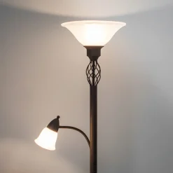 Lucande Gulvlampe Dunja, hvit/rust, metall, leselampe Best