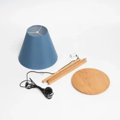 Lucande gulvlampe Jinda, blå, tre, stoff, 160 cm, E27 Clearance