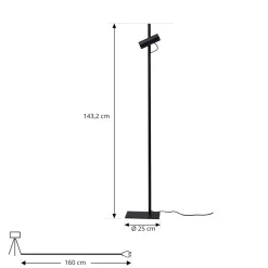 Lucande gulvlampe Lysias, svart, metall, høyde 143,2 cm Online