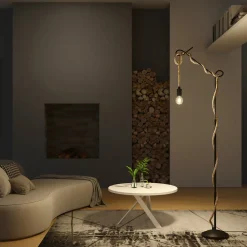 Lucande gulvlampe Ropina, høyde 180 cm, svart, hampetau Online