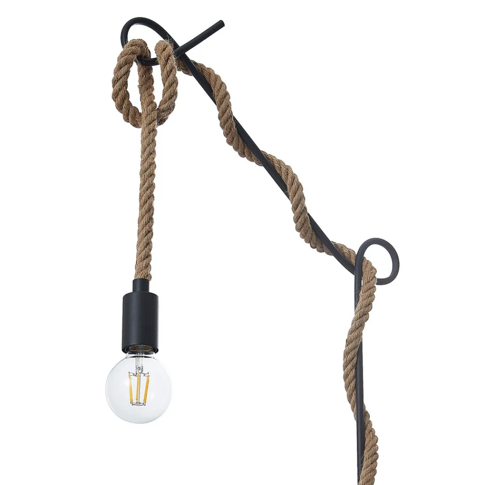 Lucande gulvlampe Ropina, høyde 180 cm, svart, hampetau Online