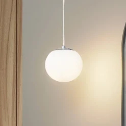 Lucande hengelampe Bidolo, kromfarget, glass, Ø 15 cm, IP44 Discount