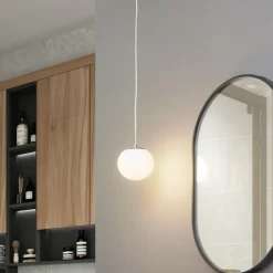 Lucande hengelampe Bidolo, kromfarget, glass, Ø 15 cm, IP44 Discount