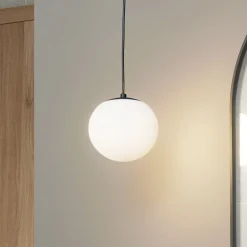 Lucande hengelampe Bidolo, svart, glass, Ø 15 cm, IP44 Hot