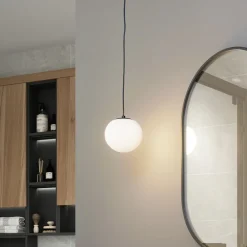 Lucande hengelampe Bidolo, svart, glass, Ø 15 cm, IP44 Hot