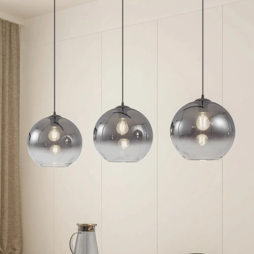 Lucande hengelampe Brillar, røykgrå, glass, 3 lyskilder, 128 cm Clearance