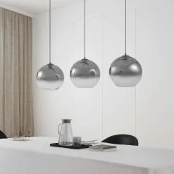 Lucande hengelampe Brillar, røykgrå, glass, 3 lyskilder, 128 cm Clearance