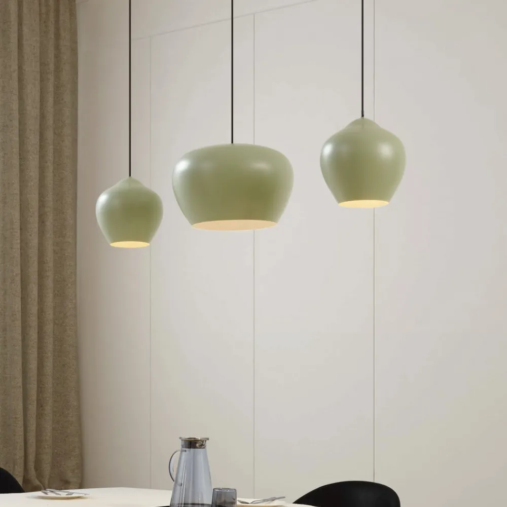 Lucande hengelampe Malisa, grønn, 3 lyskilder, metall, lengde 90 cm| Pendellamper