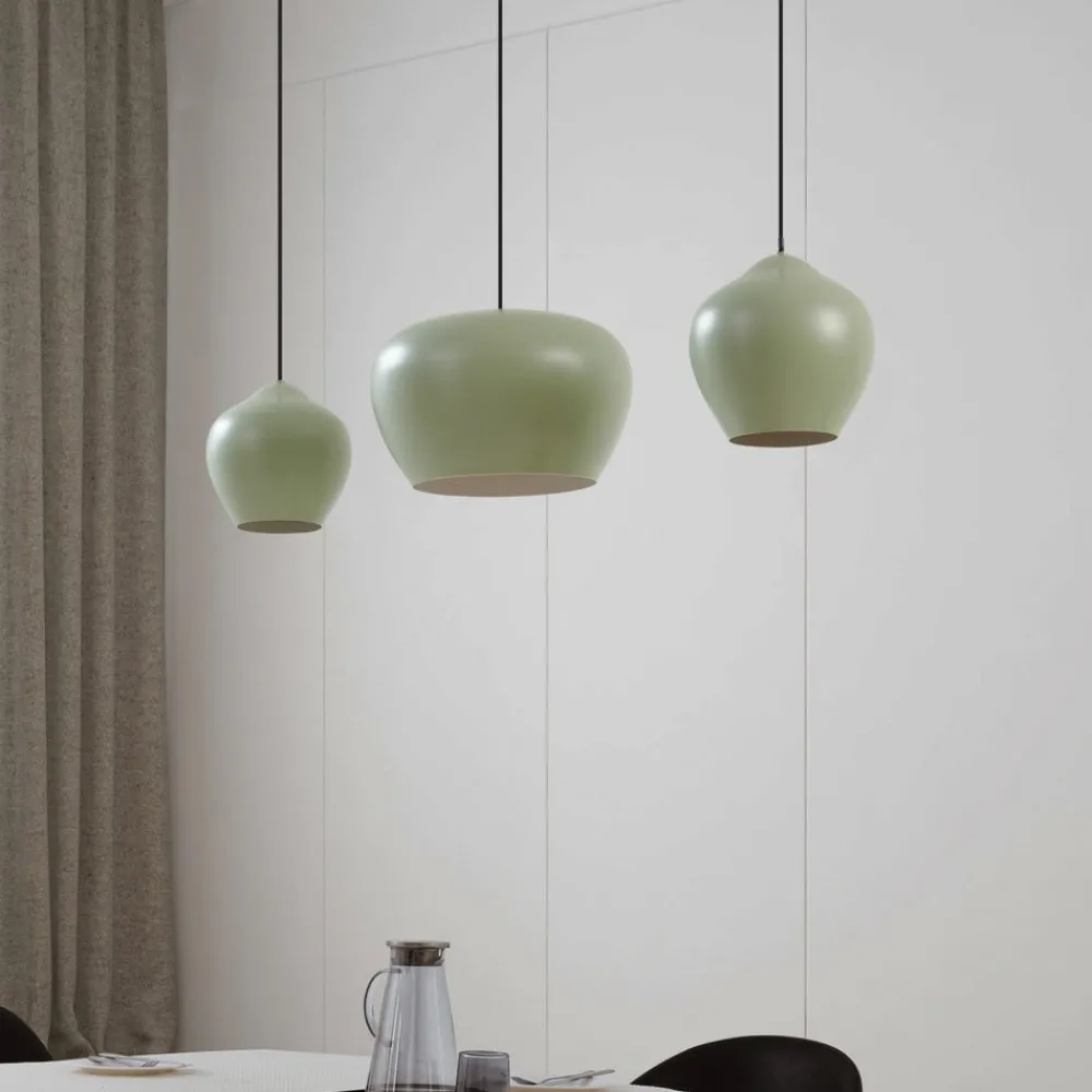 Lucande hengelampe Malisa, grønn, 3 lyskilder, metall, lengde 90 cm| Pendellamper