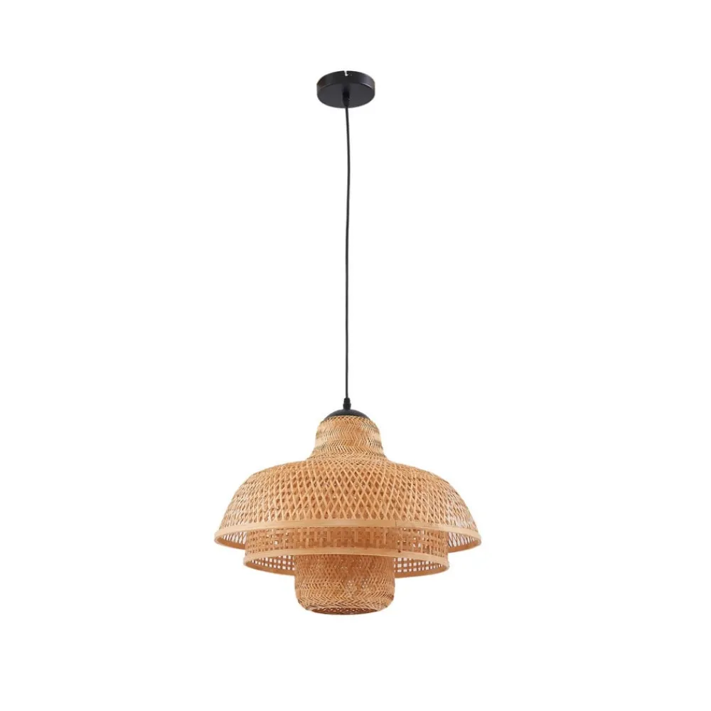 Lucande hengelampe Rasmina, bambus, Ø 50 cm, 1 lyskilde| Pendellamper