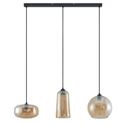 Lucande hengelampe Wilja, rav, glass, 111 cm, 3 lyskilder, E27| Pendellamper
