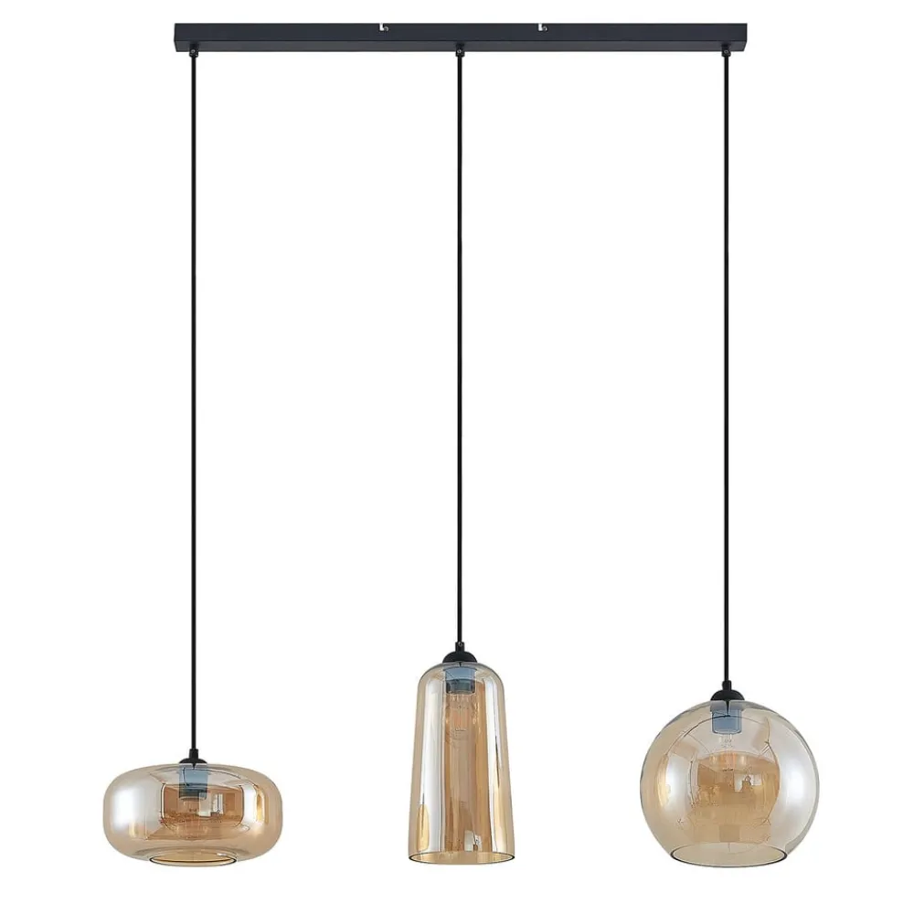 Lucande hengelampe Wilja, rav, glass, 111 cm, 3 lyskilder, E27| Pendellamper