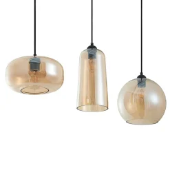 Lucande hengelampe Wilja, rav, glass, 111 cm, 3 lyskilder, E27| Pendellamper