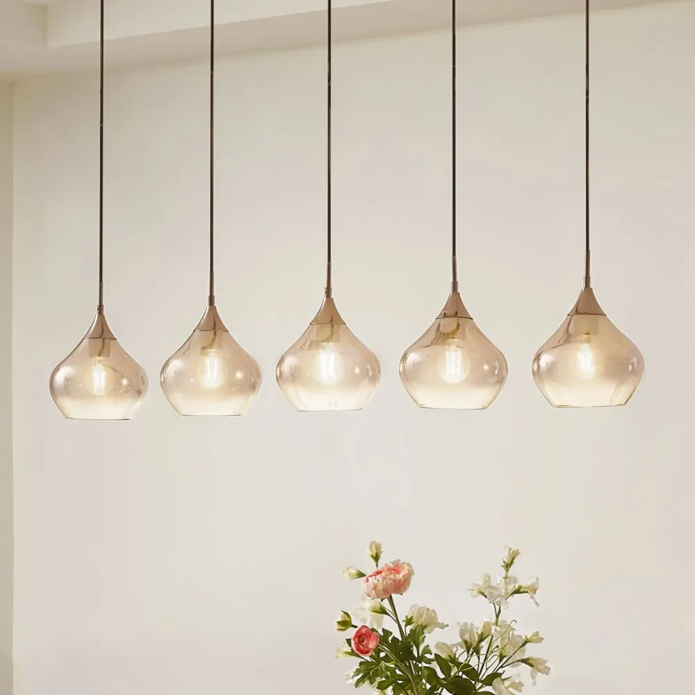 Lucande Jarven hengelampe, 5 lyskilder, svart, glass| Pendellamper