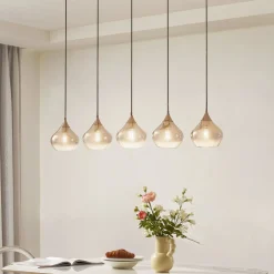 Lucande Jarven hengelampe, 5 lyskilder, svart, glass| Pendellamper