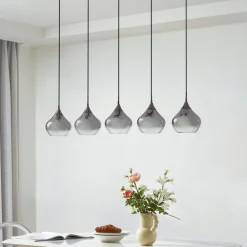 Lucande Jarven hengelampe, 5 lyskilder, svart, glass| Pendellamper