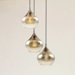 Lucande Jarven hengelampe, 3 lyskilder, svart, glass Best