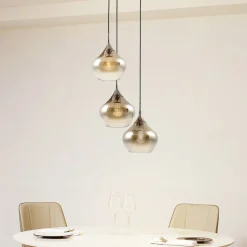 Lucande Jarven hengelampe, 3 lyskilder, svart, glass Best