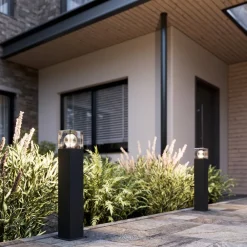 Lucande Keke sokkellampe, høyde 50 cm, antrasitt, aluminium| Terrassebelysning|Sokkellamper