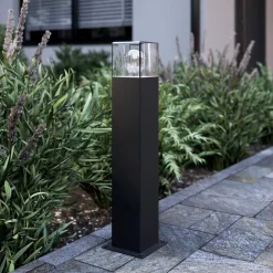 Lucande Keke sokkellampe, høyde 50 cm, antrasitt, aluminium| Terrassebelysning|Sokkellamper