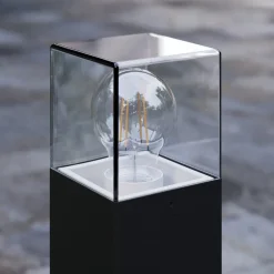 Lucande Keke sokkellampe, høyde 50 cm, antrasitt, aluminium| Terrassebelysning|Sokkellamper