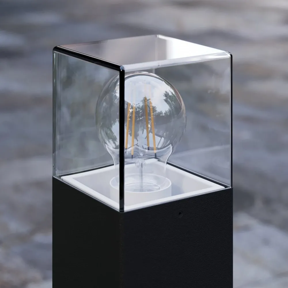 Lucande Keke sokkellampe, høyde 50 cm, antrasitt, aluminium| Terrassebelysning|Sokkellamper