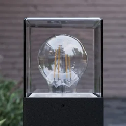 Lucande Keke sokkellampe, høyde 50 cm, antrasitt, aluminium| Terrassebelysning|Sokkellamper