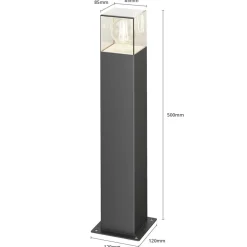 Lucande Keke sokkellampe, høyde 50 cm, antrasitt, aluminium| Terrassebelysning|Sokkellamper