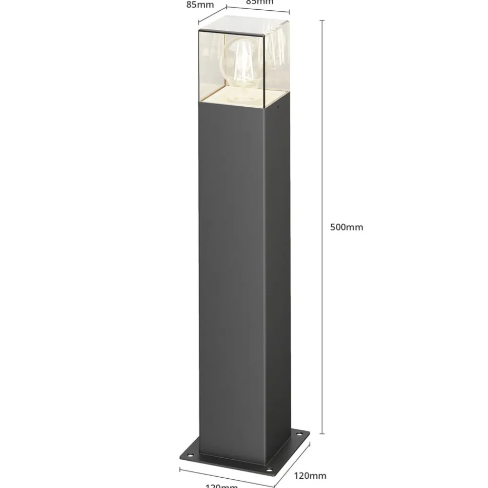 Lucande Keke sokkellampe, høyde 50 cm, antrasitt, aluminium| Terrassebelysning|Sokkellamper