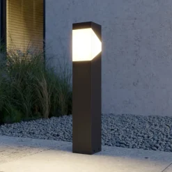 Lucande Kiran sokkellampe, 60 cm, grå, metall, IP44, E27| Sokkellamper