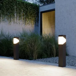 Lucande Kiran sokkellampe, 60 cm, grå, metall, IP44, E27| Sokkellamper