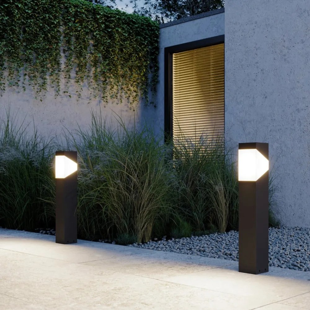 Lucande Kiran sokkellampe, 60 cm, grå, metall, IP44, E27| Sokkellamper