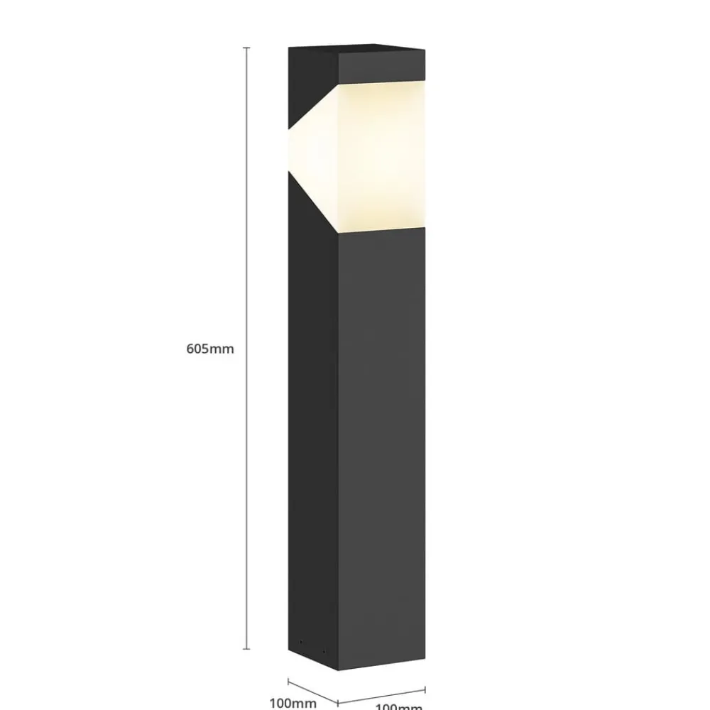 Lucande Kiran sokkellampe, 60 cm, grå, metall, IP44, E27| Sokkellamper